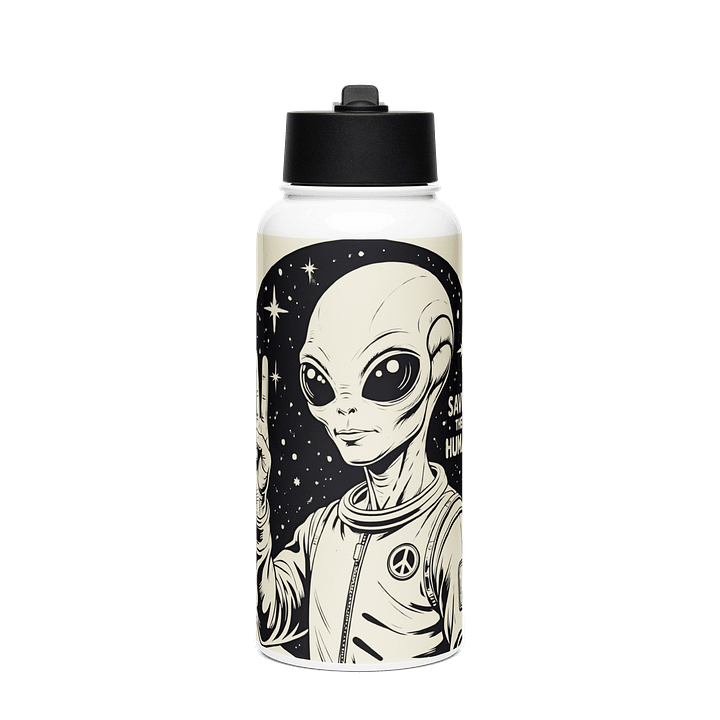 Peaceful Alien Stainless Steel Water Bottle product image (1)