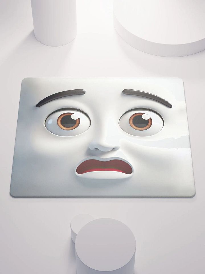 Worried Cartoon Face Premium Mouse Pad: Make Work More Playful! product image (1)