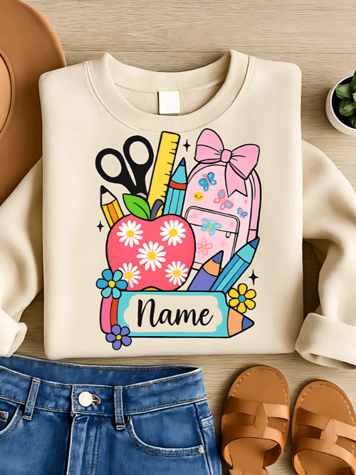 Back to School Custom Name Sublimation PNG – Personalized School Design for Kids & Teachers – Editable Name Clipart – 300 DPI Instant Digital Download product image (1)