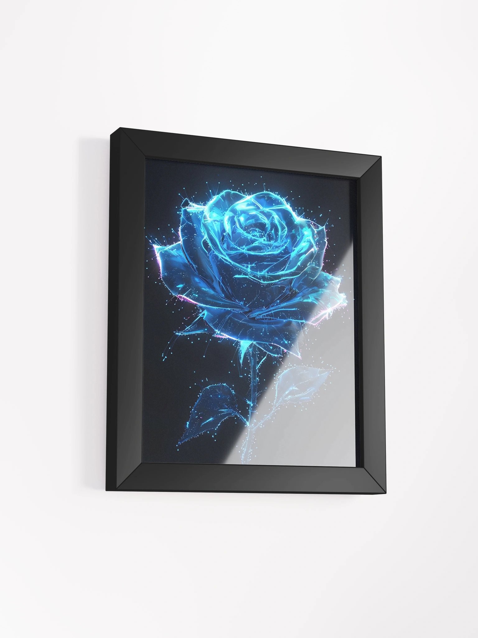 Neon Blue Rose Glow Matte Poster product image (3)