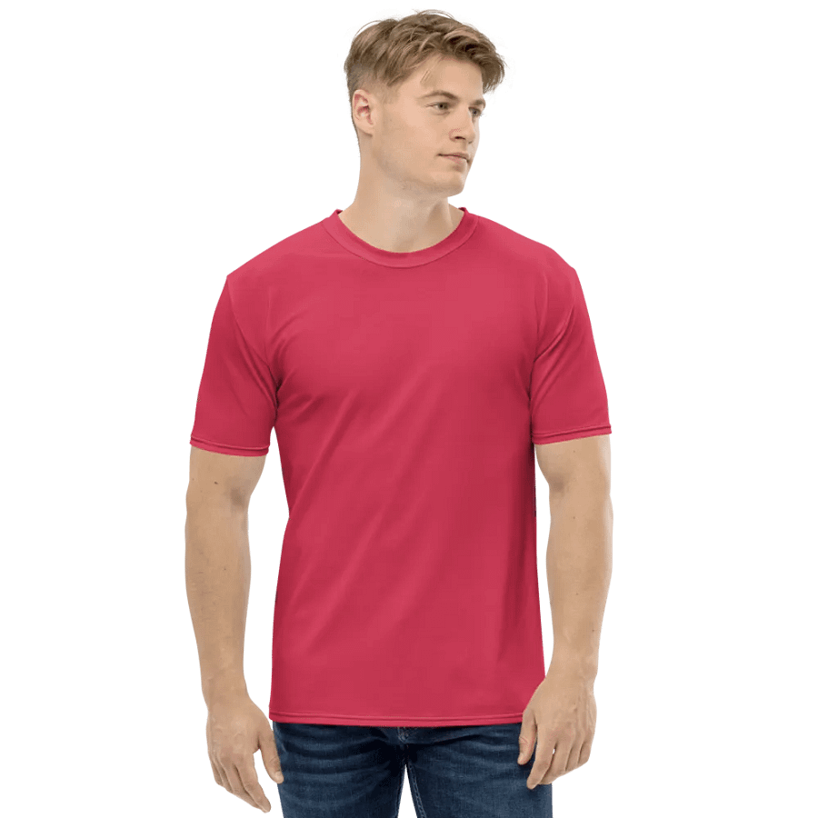 Plain Muted Red Light Summer Men's Crewneck Polyester Heavyweight Premium T-Shirt by Treasure Pie product image (5)