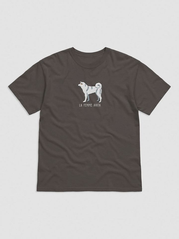La Femme Akita T-Shirt(Embroidered) of a Japanese Akita(White) product image (1)