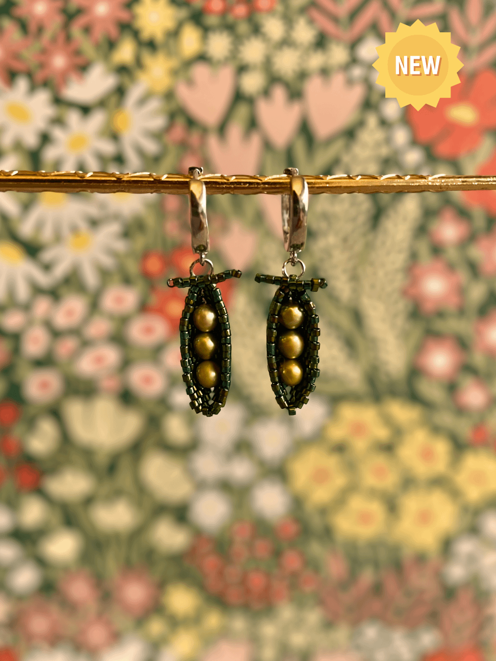 Green Pea Pod Beaded Earrings product image (4)