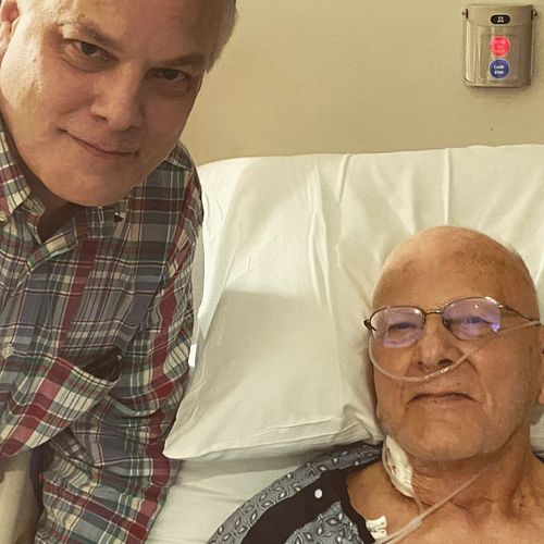 Visiting Dadcatster in the hospital.