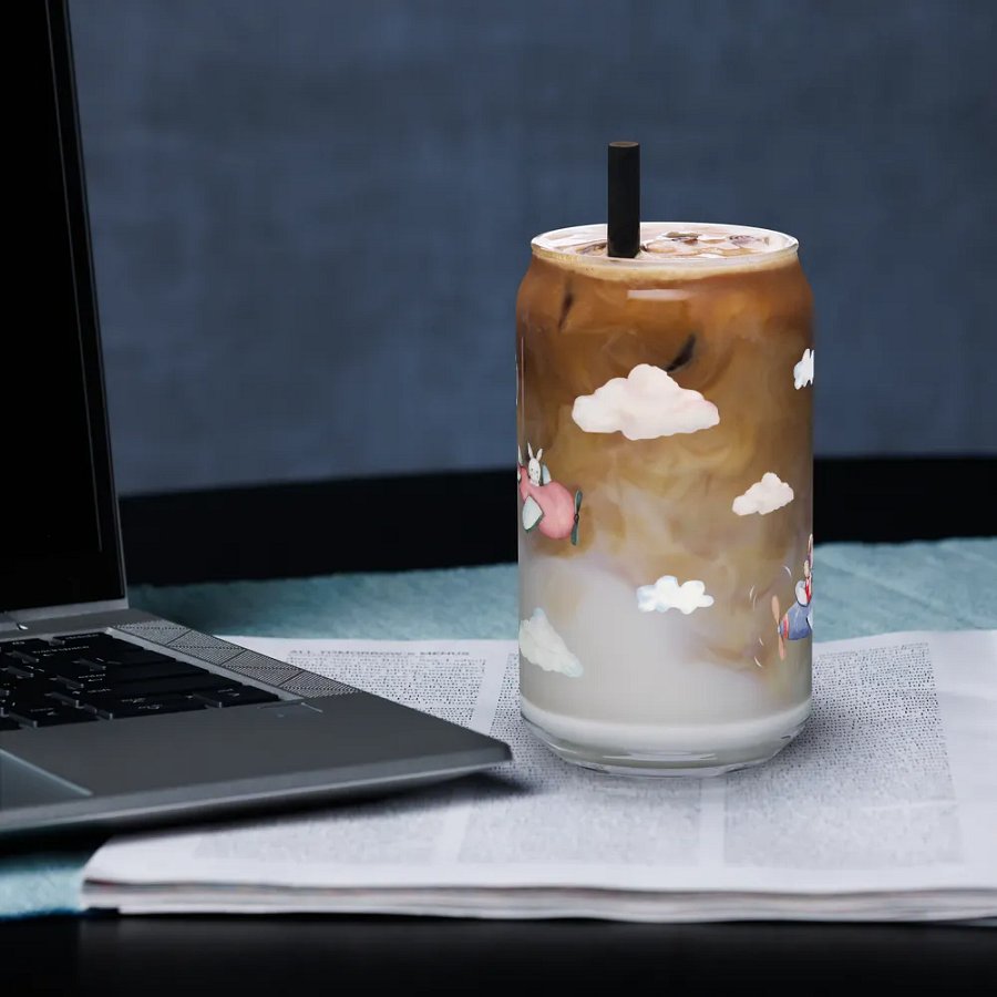 In The Air Glass Can | 16 oz Whimsical Flight Drinkware product image (3)