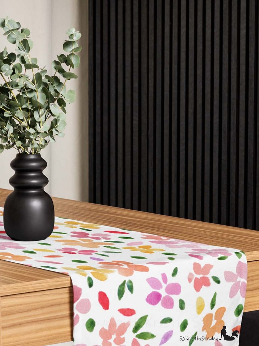 Spring Flowers on White Table Runner product image (8)