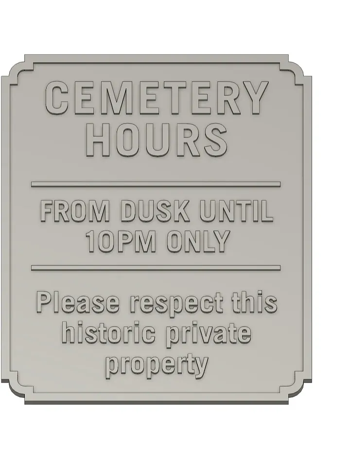 Cemetery Hours Sign 3D Model product image (1)