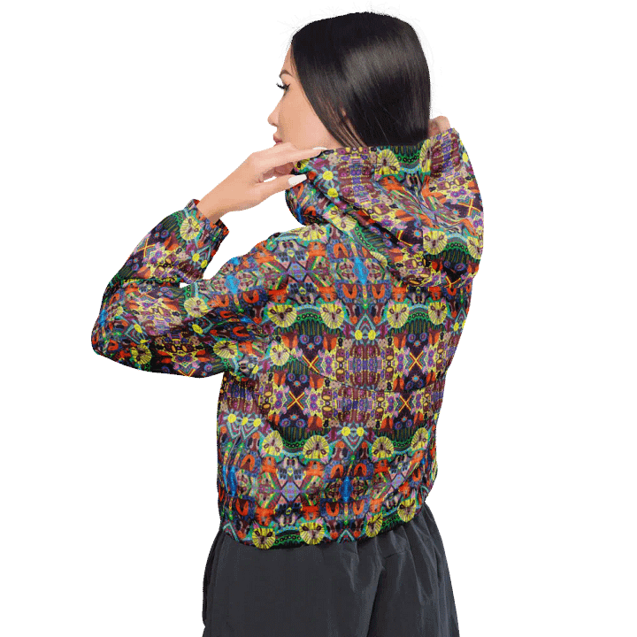 Abstract Doodle Art Animals Ladies Cropped Wind Breakers product image (2)