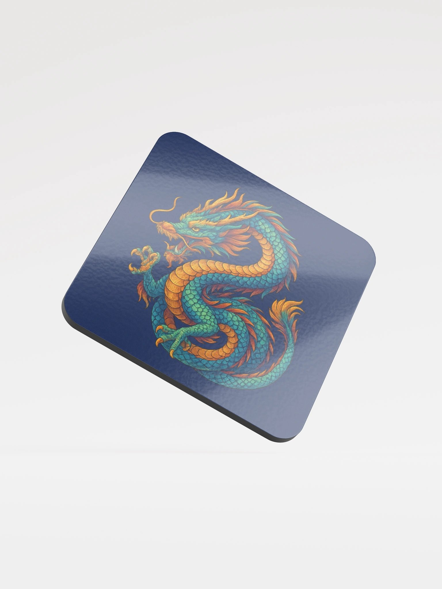 🐉 Emspiracy Flame Coaster – Colourful Dragon on Blue Edition 🜁 "The Flame Doesn’t Fade, It Just Waits." product image (2)
