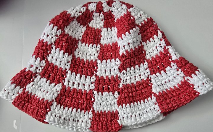 Child Size Red and White Checkered Bucket Hat product image (1)