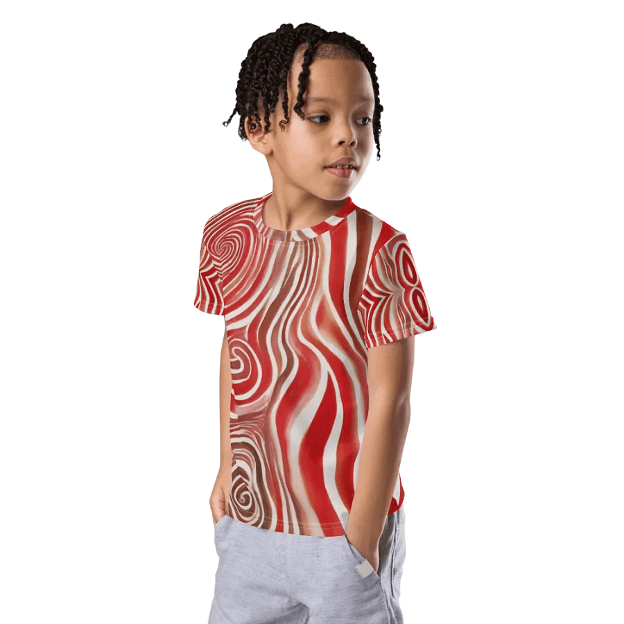 Funky Red Liquid Tie-Dye Explosion Kid's and Toddler's Crew Neck T-shirt product image (3)