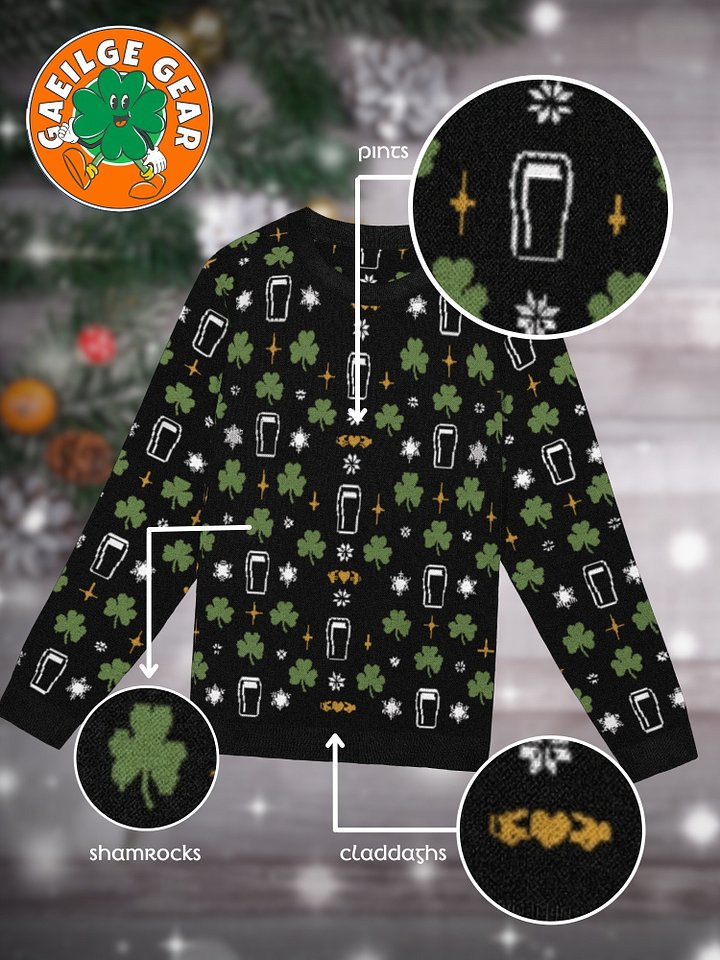 Irish 'Ugly Christmas Jumper' featuring Guinness, Shamrocks and the Claddagh product image (1)