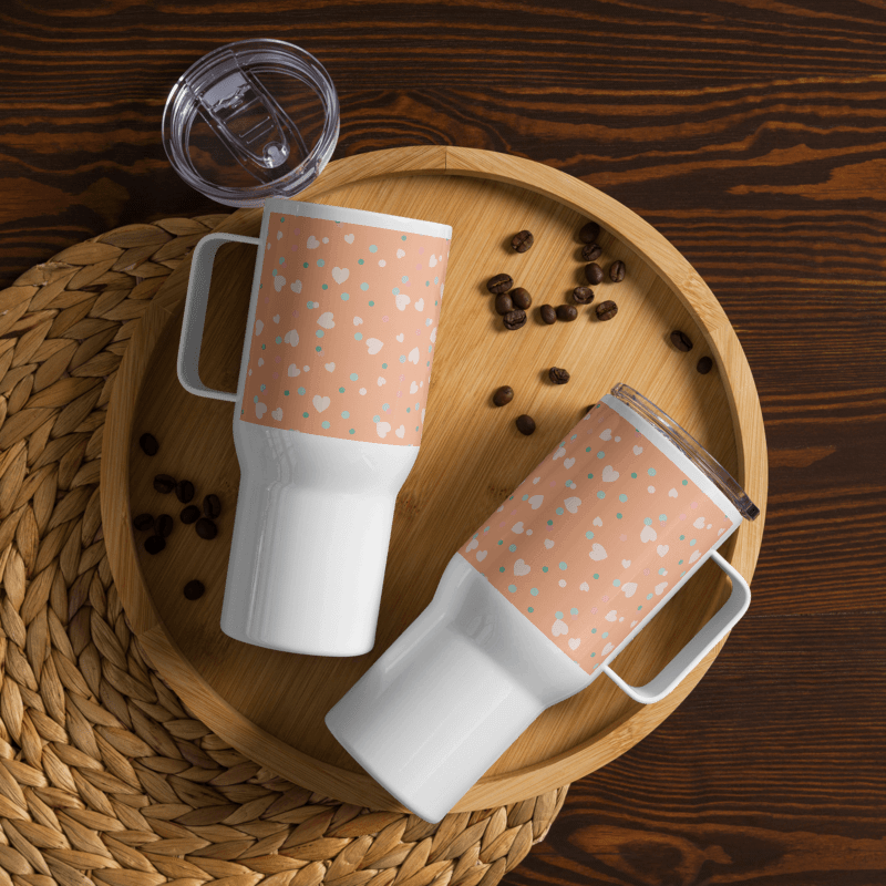 Simply Peachy Hearts and Dots Travel Mug product image (5)