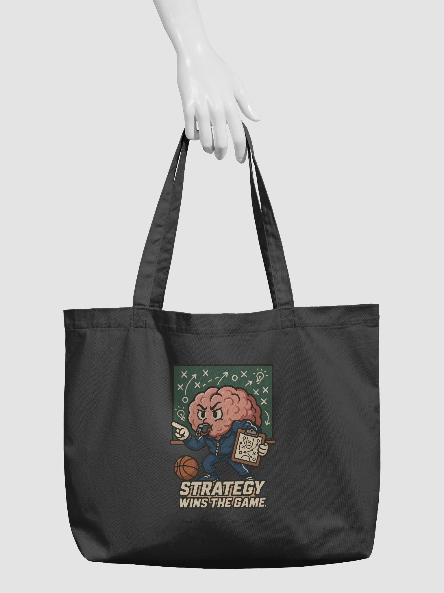 Strategy Wins The Game - Kawaii Brain Character Organic Cotton Tote Bag (Double-Sided Print) product image (3)