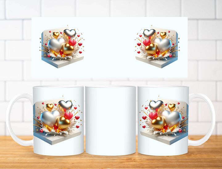 Heart Collage Mug Sublimation Design, 11oz & 20oz Mug Template, Mug Wrap Template PNG, Digital Download product image (2)