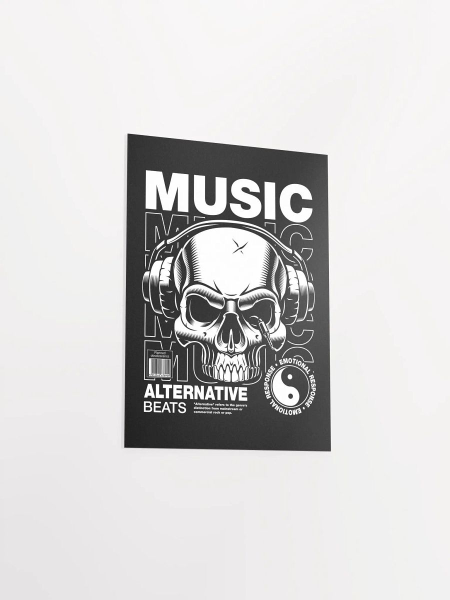 Skull & Headphones Poster: Retro Music-Inspired Art product image (25)