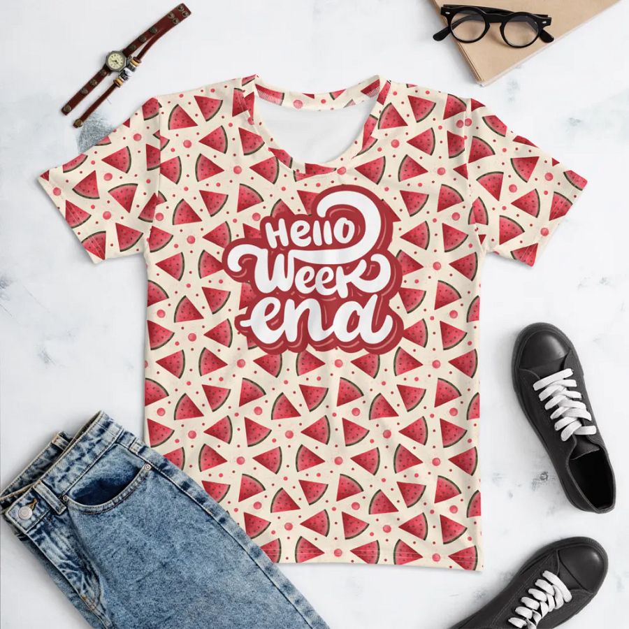Hello Weekend Watermelon All Over Print T-shirt product image (5)