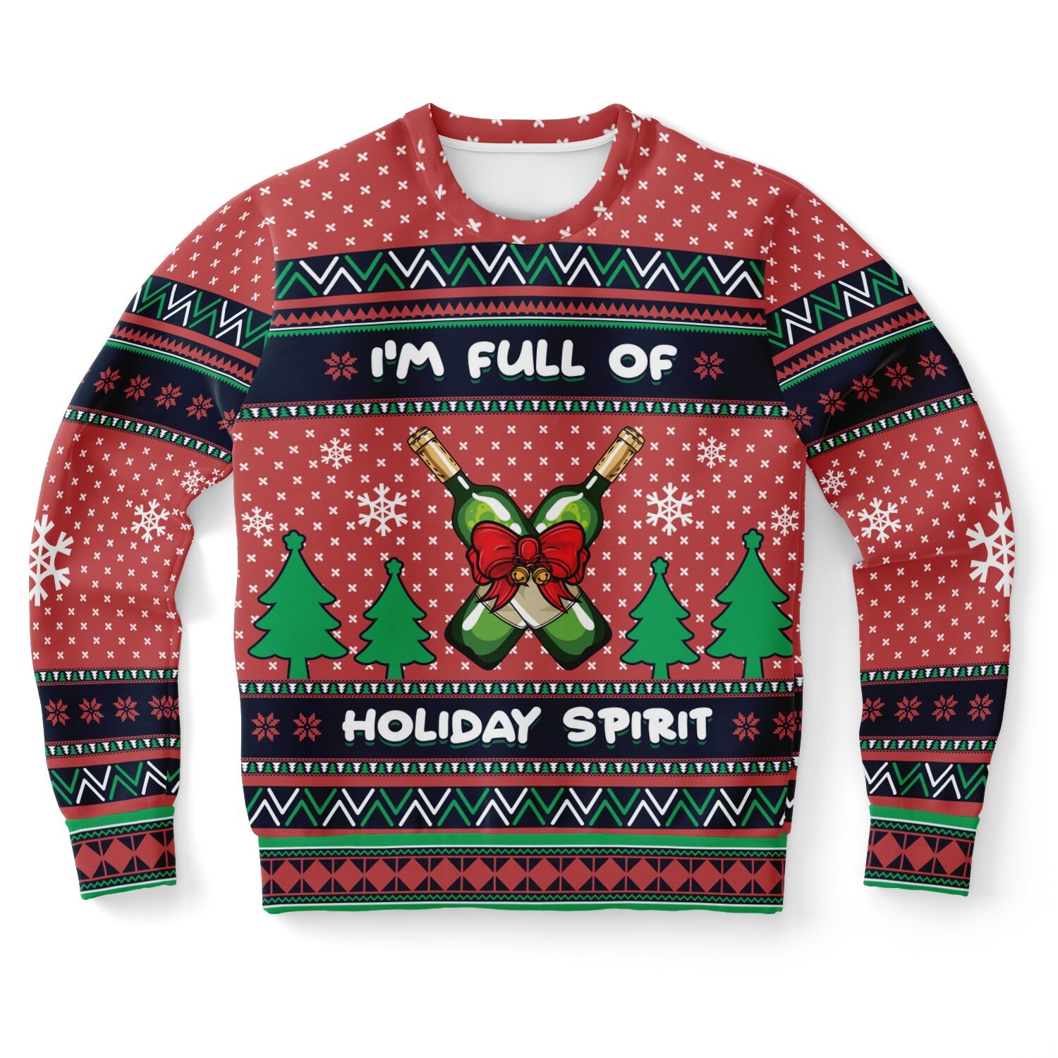 "I'm Full of Holiday Spirit" Ugly Christmas Sweater | Wine Lover Holiday Sweatshirt | Festive Drinking Humor Winter Outfit product image (9)