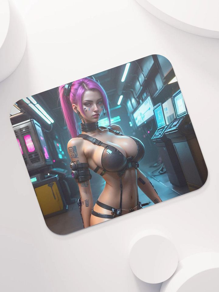 Cyberpunk Purple Hair Mouse Pad product image (1)