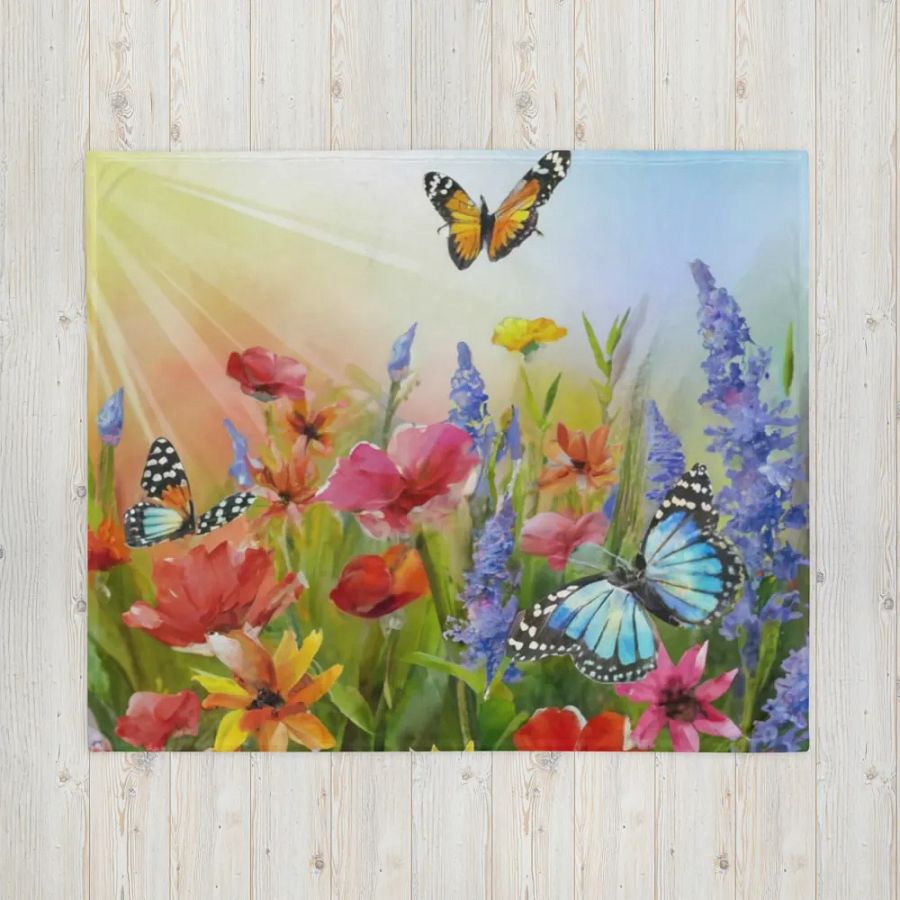 Discover the Beauty of Nature with Our Colorful Flowers & Butterflies Throw Blanket product image (6)