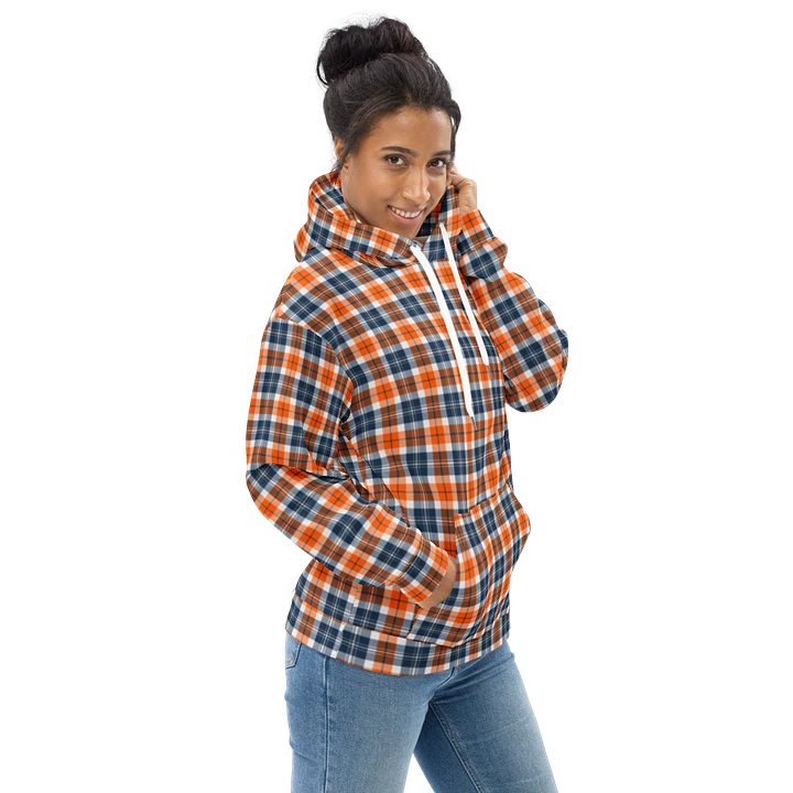 Orange and Blue Sporty Plaid Hoodie product image (1)
