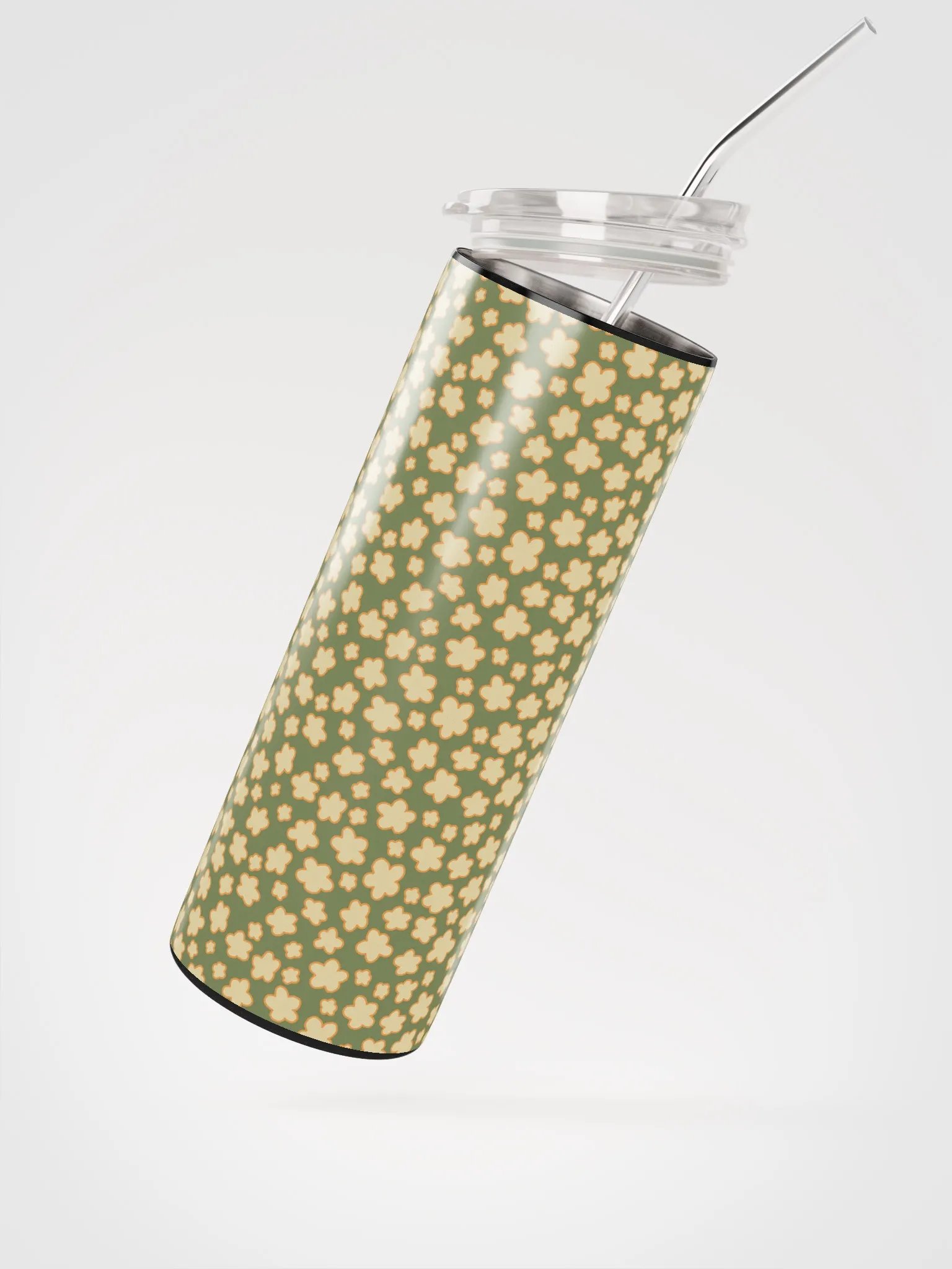 Simple Tan & Green Floral 20-oz. Stainless Steel Tumbler product image (4)