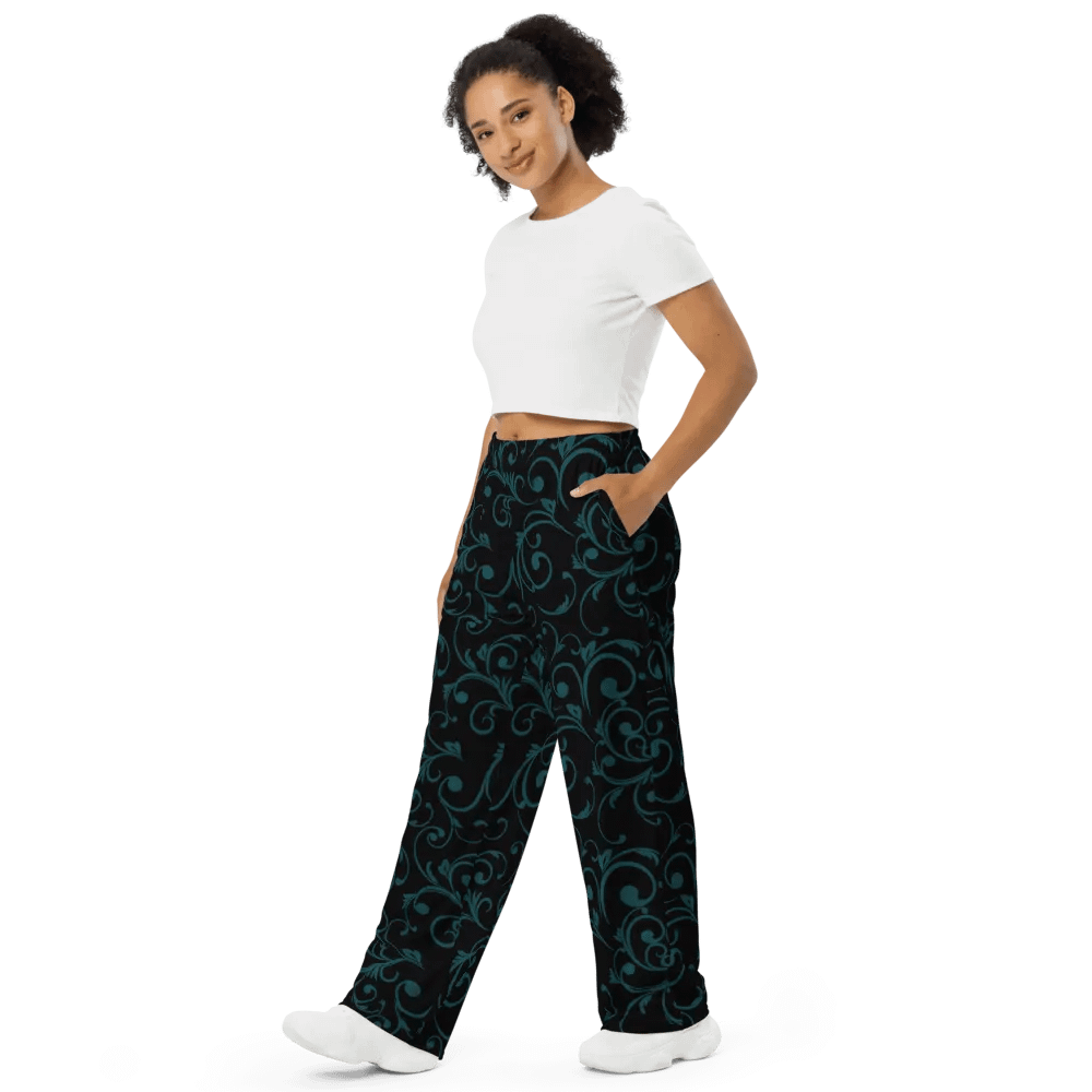Dark Teal Twirl Wide leg bottoms product image (10)