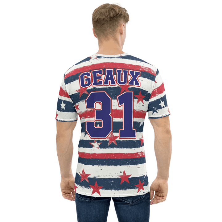 Geaux 31 (On Back) - Vintage Stars & Stripes Pattern Tee product image (1)