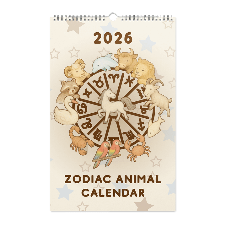 2026 Zodiac Animal Wall Calendar product image (1)