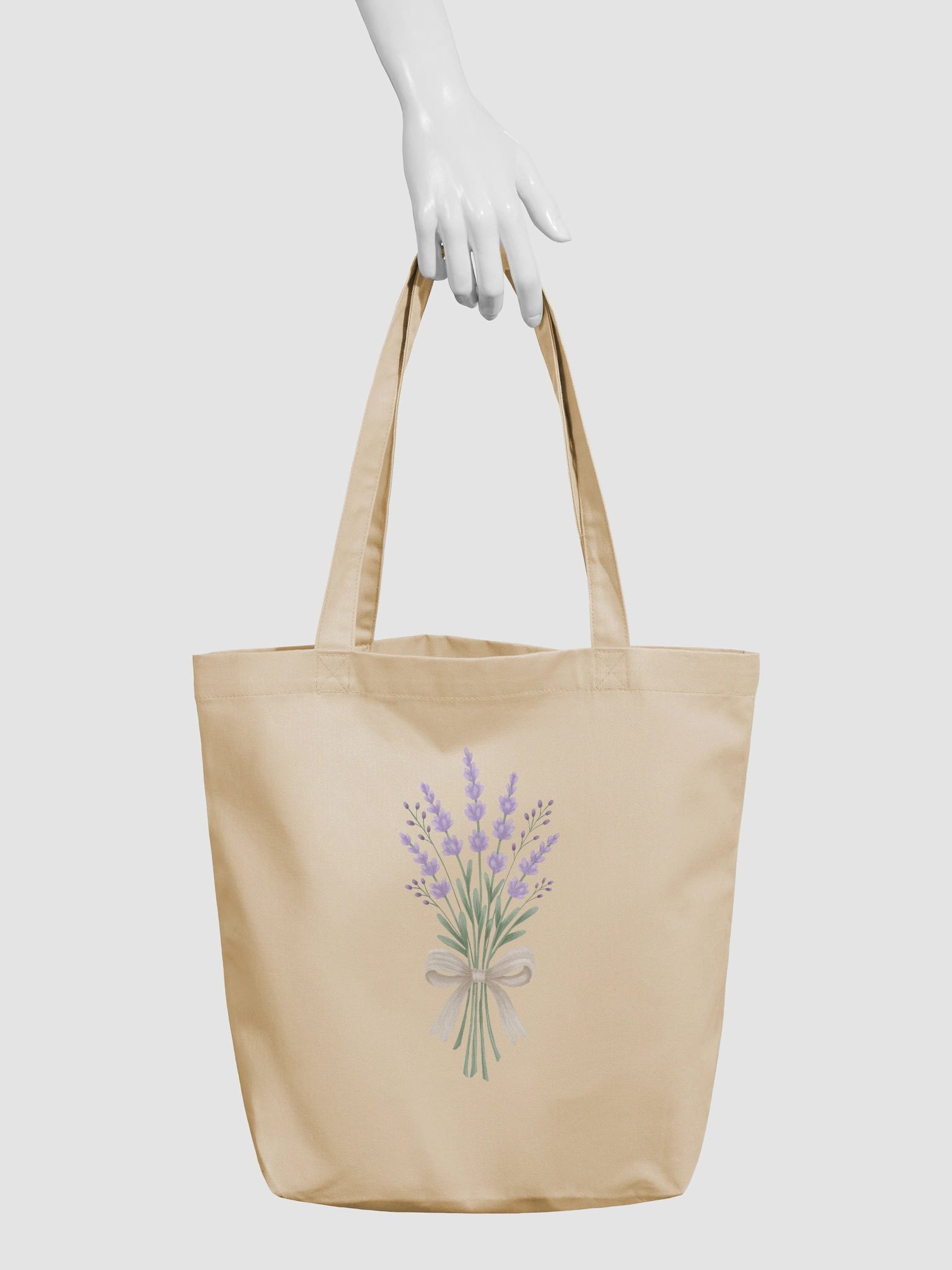Eco-Friendly tote bag bouquet of peace. Hand illustrated lavender. product image (4)