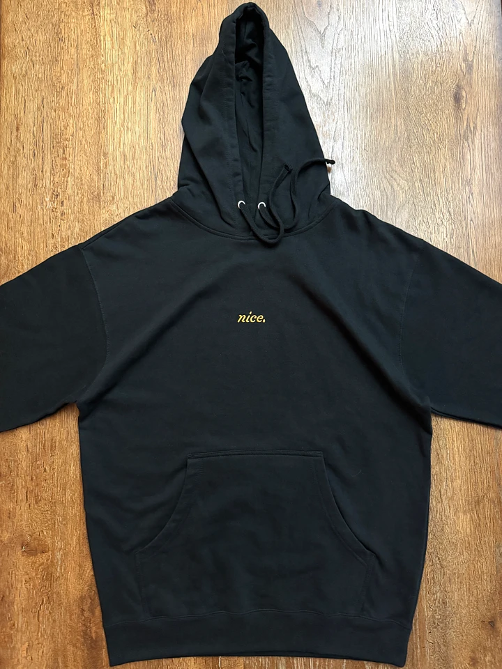 Gold Nice. Embroidered Hoodie (Black) product image (1)