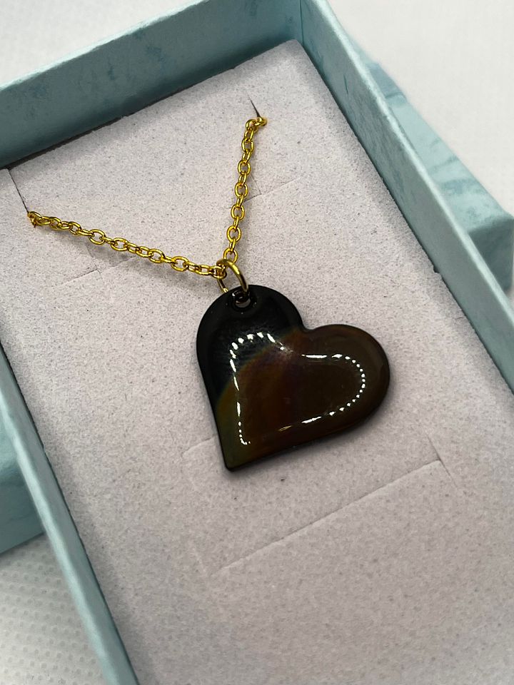 Burnt Copper and Resin Heart Necklace product image (1)