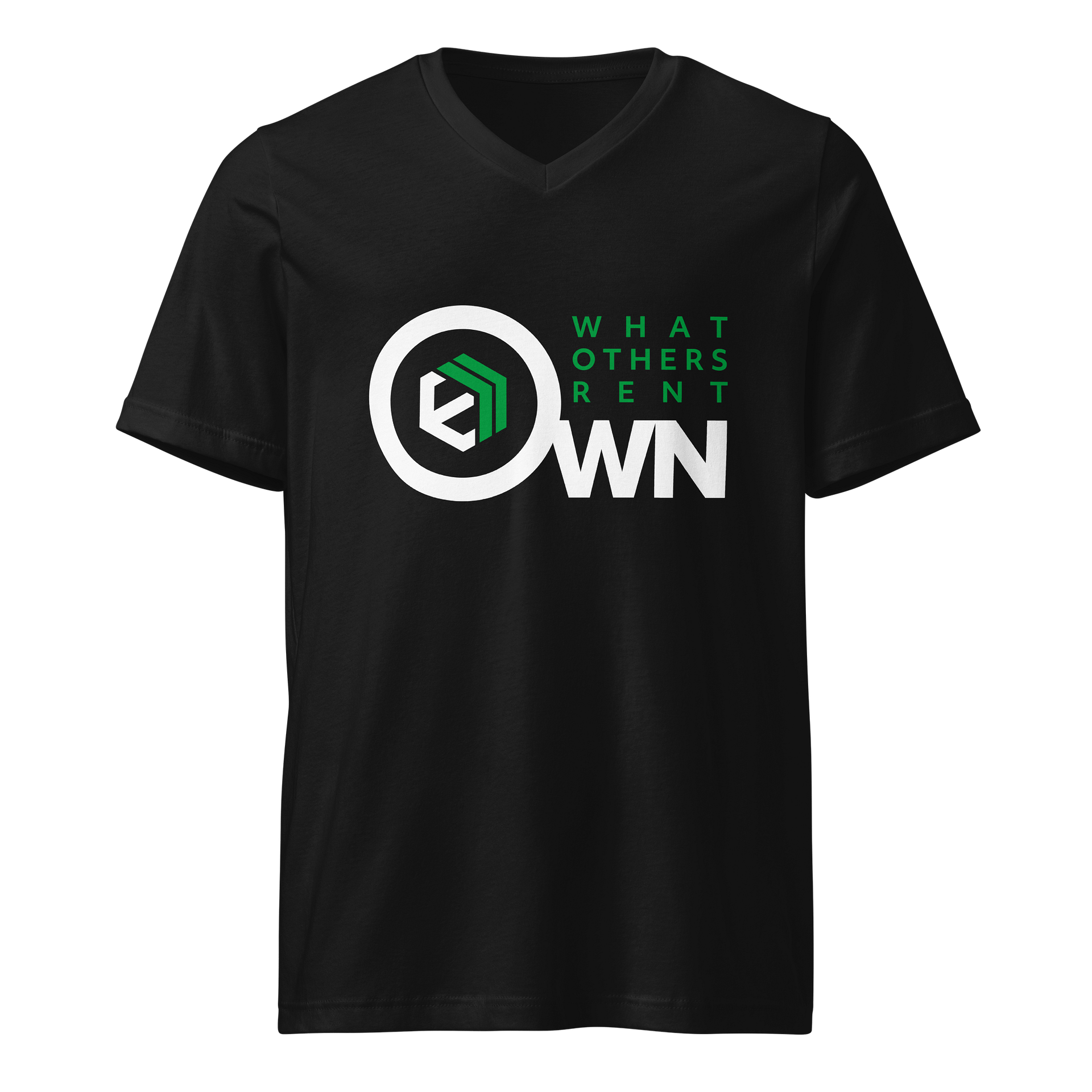 E-Estate “Own What Others Rent” V-Neck Tee (Unisex) product image (1)