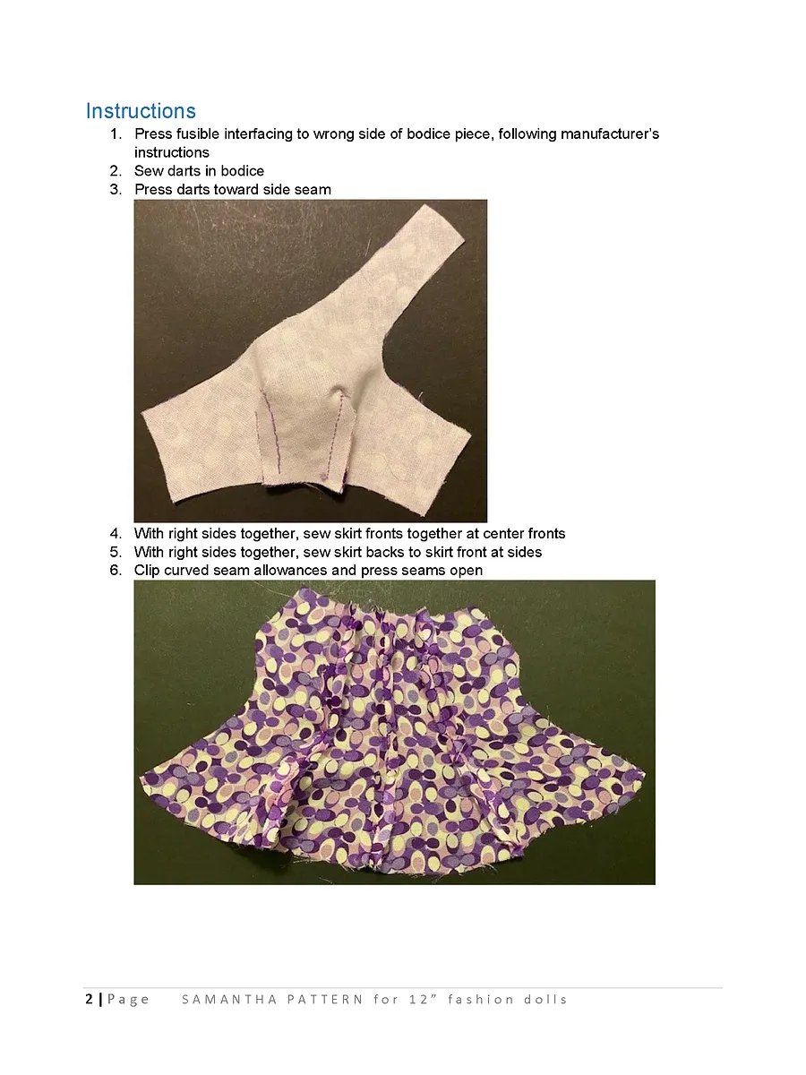 Samantha sewing pattern for 12" fashion dolls product image (3)