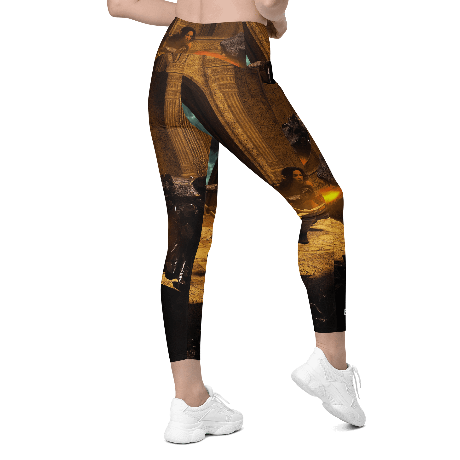 'Elven Stories - Warriors Cry Too' Crossover Leggings with Pockets product image (9)