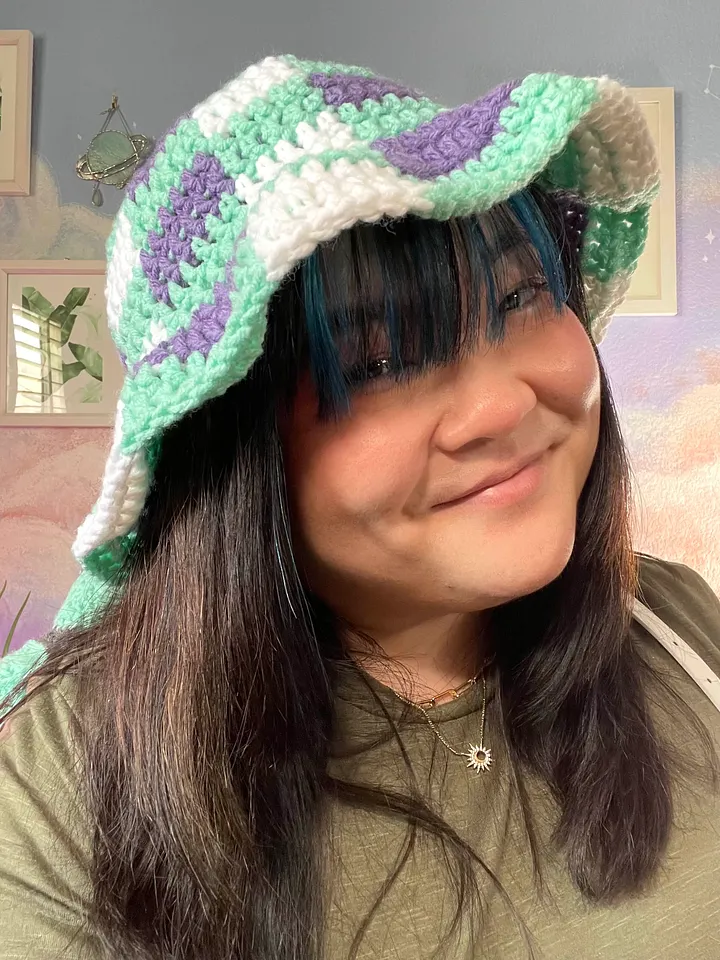 Crochet Plaid Wavy Bucket Hat product image (1)