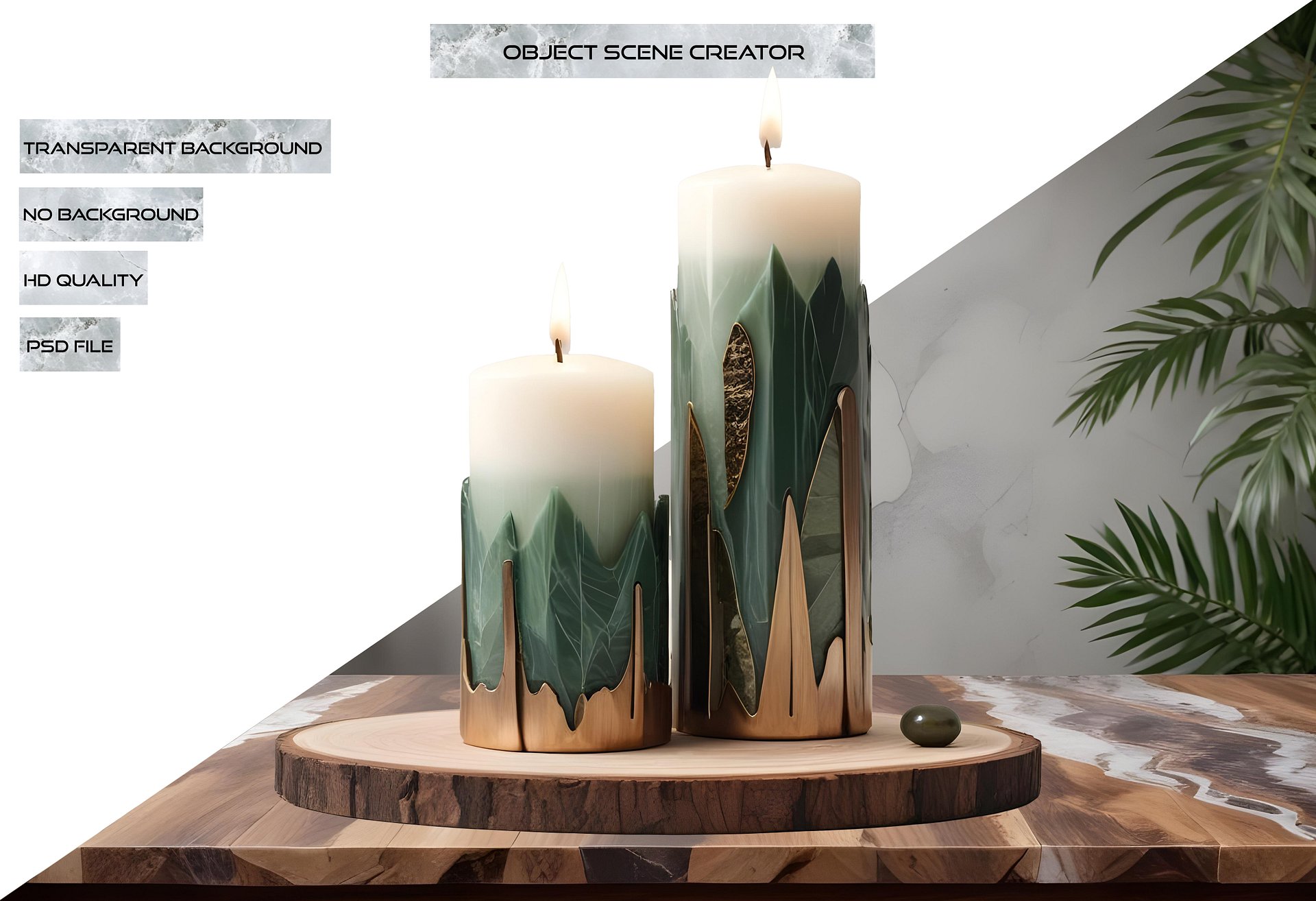 Luxe Botanique – Emerald Serenity Candle Set PNG product image (2)