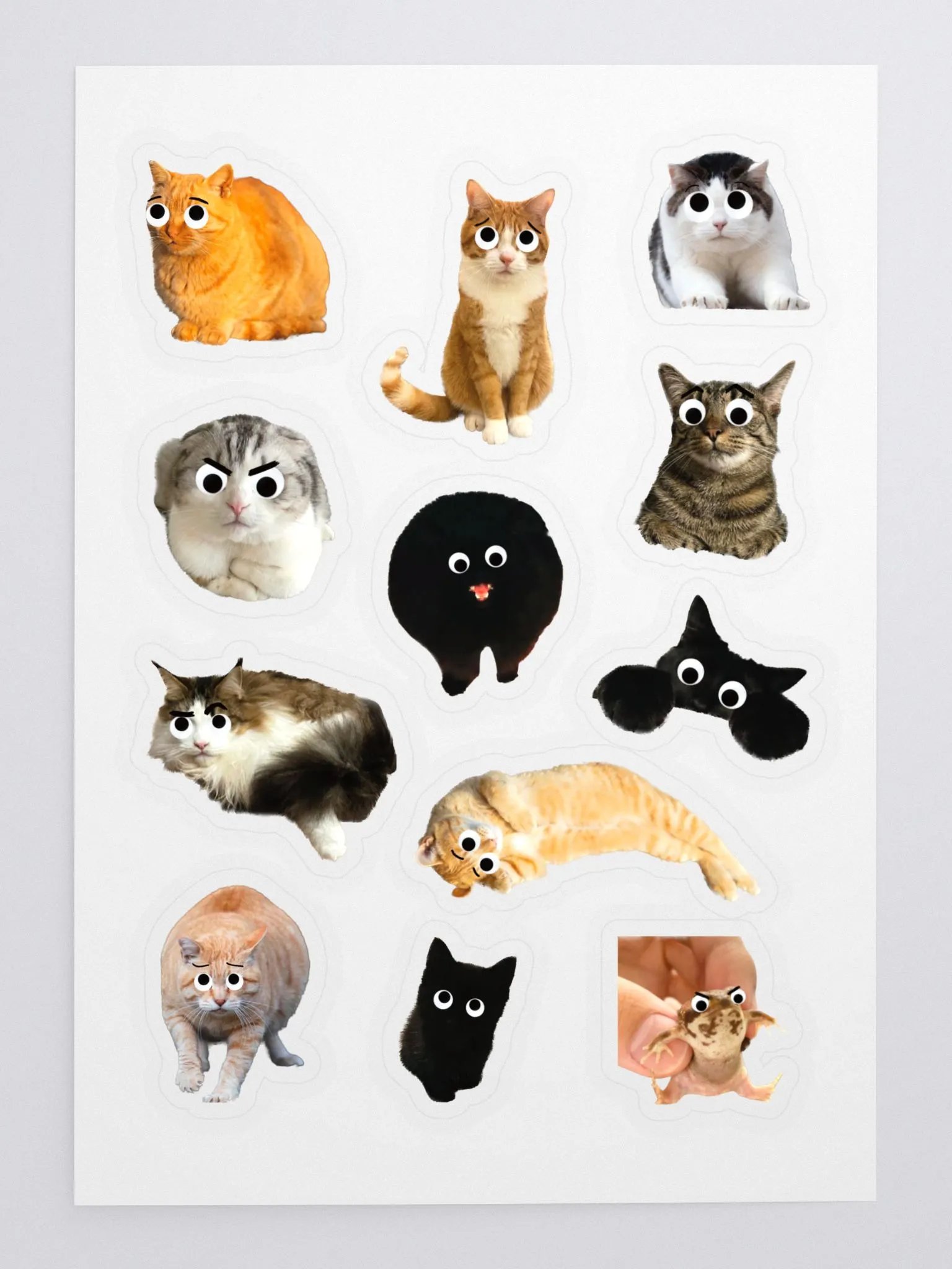 Cats With Googly Eyes and a Frog Sticker Sheet product image (3)
