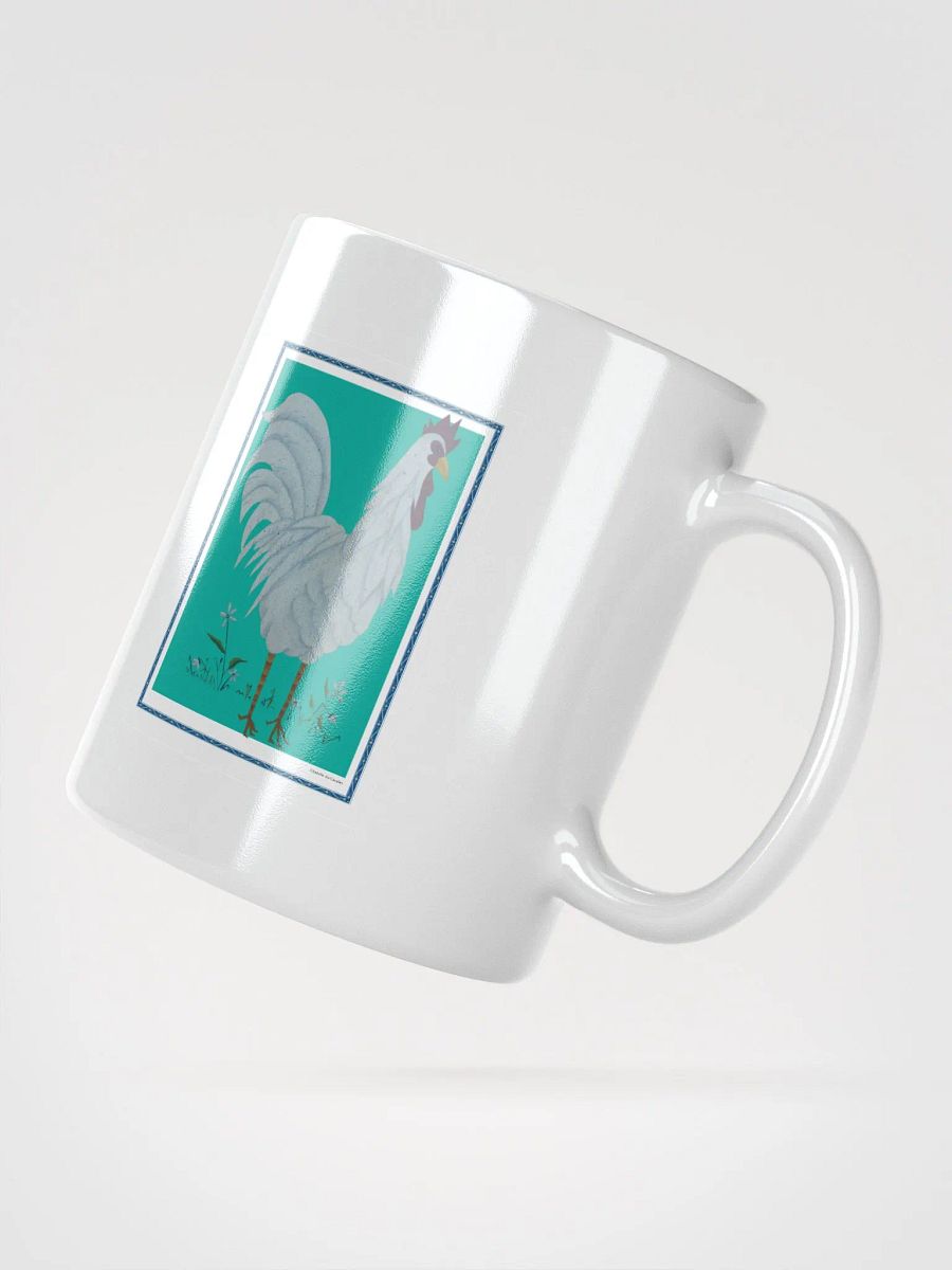 White Glossy Mug with Chicken and Green background product image (2)