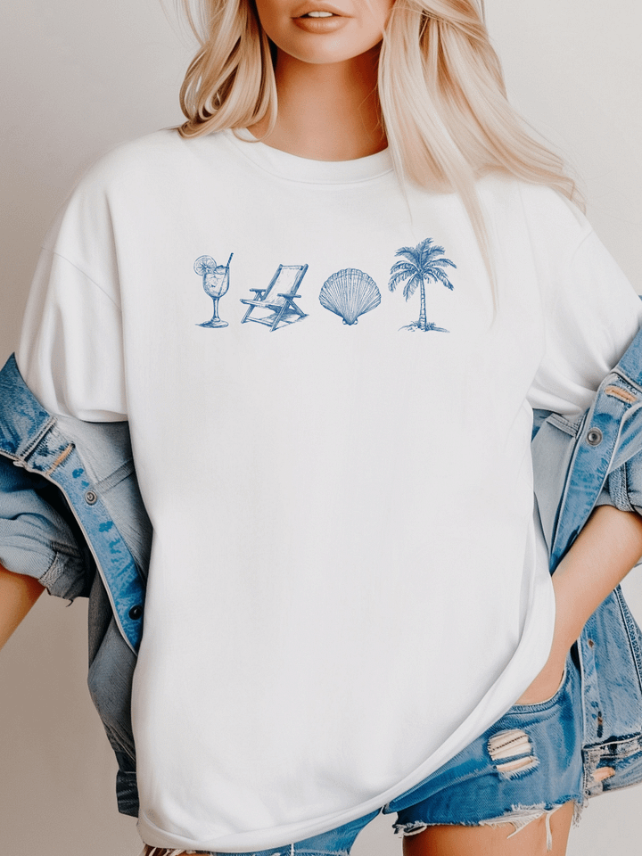 Coastal Doodle Comfort Colors Shirt, Coastal Coquette Minimalist Shirt product image (1)