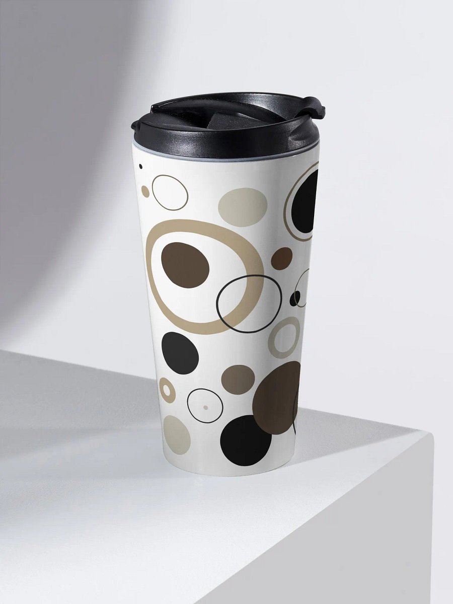 Abstact Circles Travel Mug - Taupe/Black product image (1)