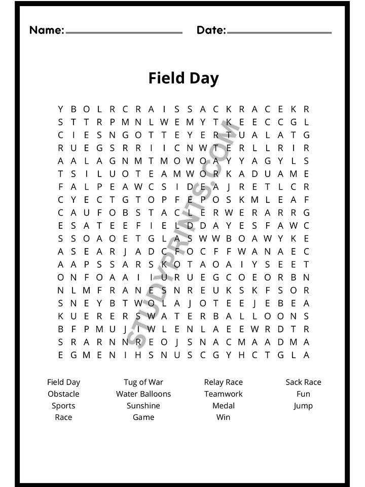 Field Day Word Search Puzzle Printable product image (2)