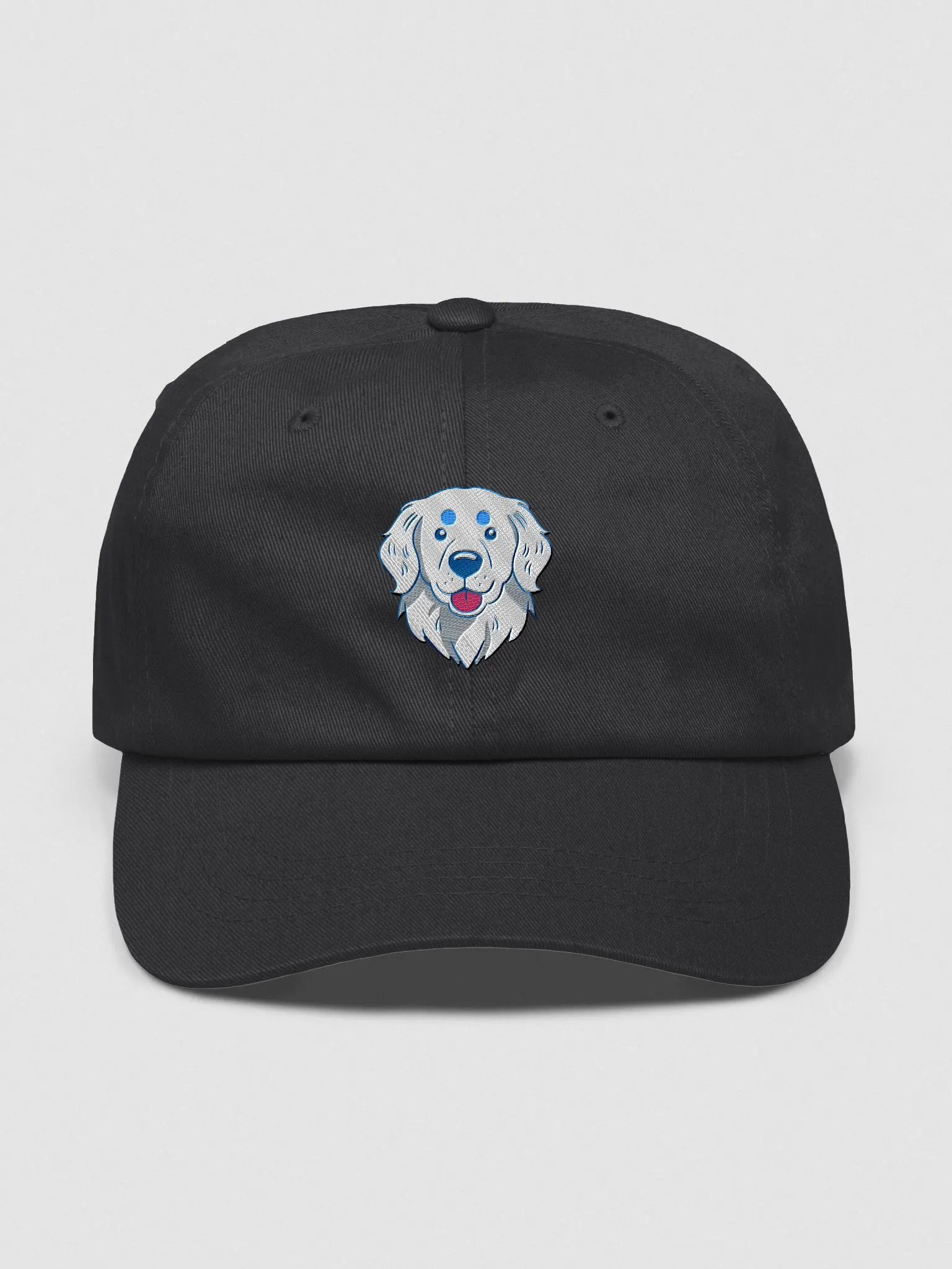 Happy White Golden Retriever Pup Cartoon Embroidered Dad Hat product image (1)