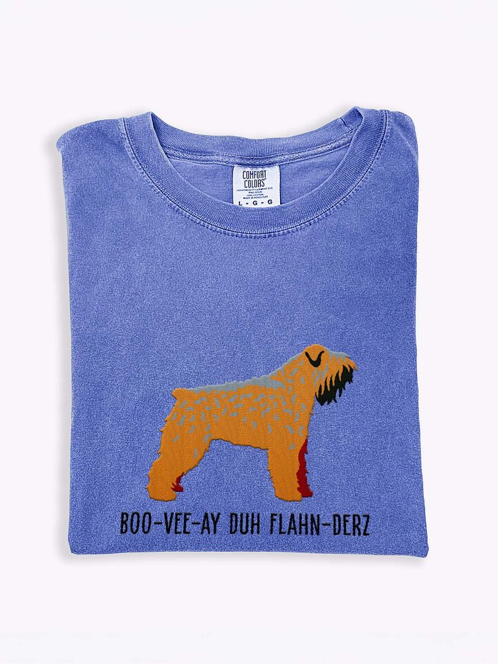 Boo-Vee-Ay Duh Flahn-Derz T-Shirt(Embroidered) of a Bouvier des Flandres(Brown) product image (1)