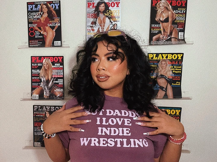 But Daddy, I Love Indie Wrestling Short Sleeved T-Shirt (Pink Font) product image (4)