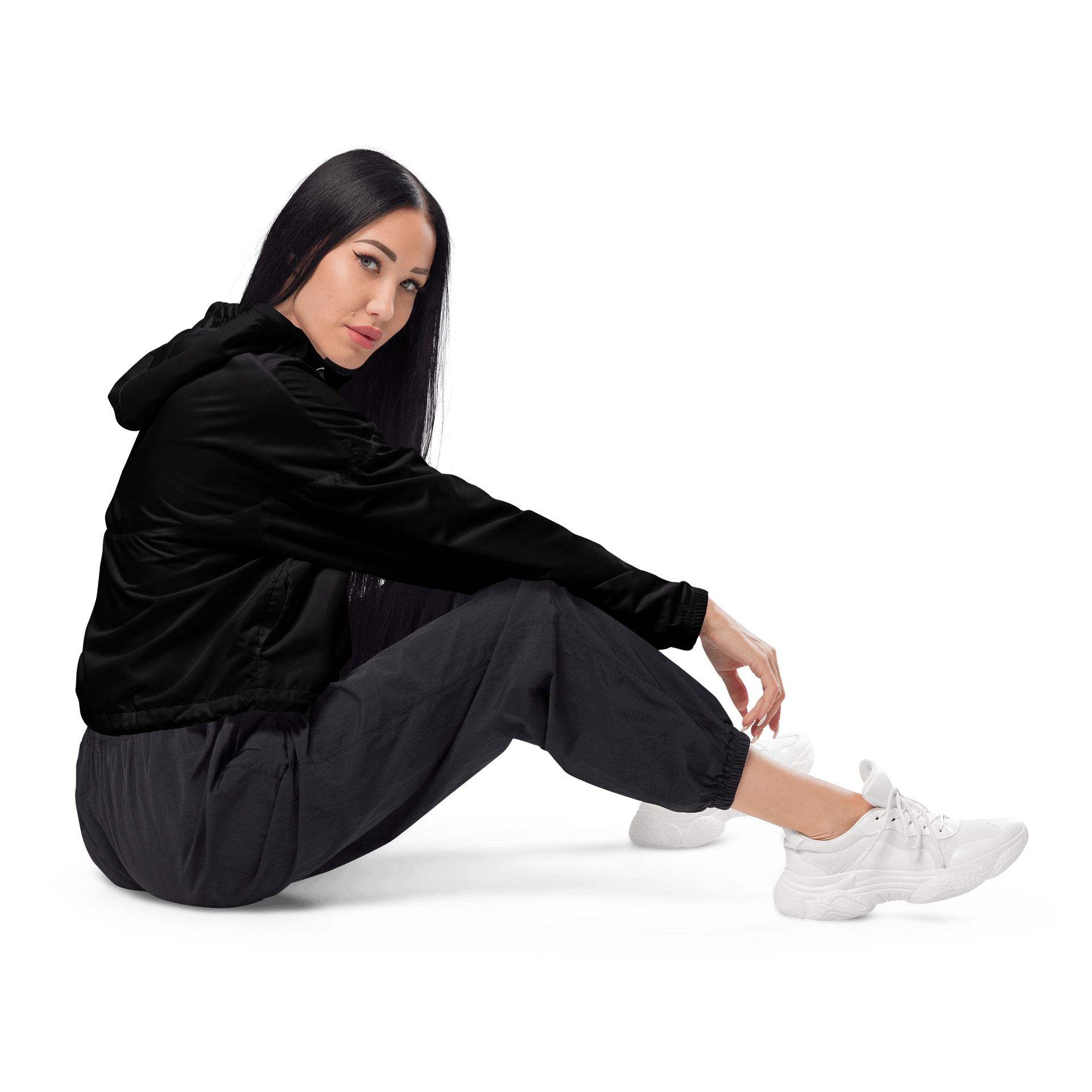 Women's Cropped Windbreaker (Black) product image (4)