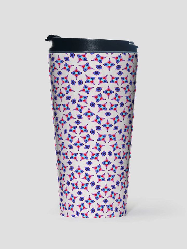 White Blue & Red Seamless Diamond Pattern Travel Mug product image (1)