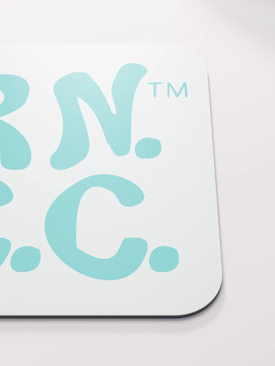 BRN.2C.C.™ | Classic Mouse Pad | Coastal Style for Office & Home | Deep Sky Blue Logo on White product image (5)