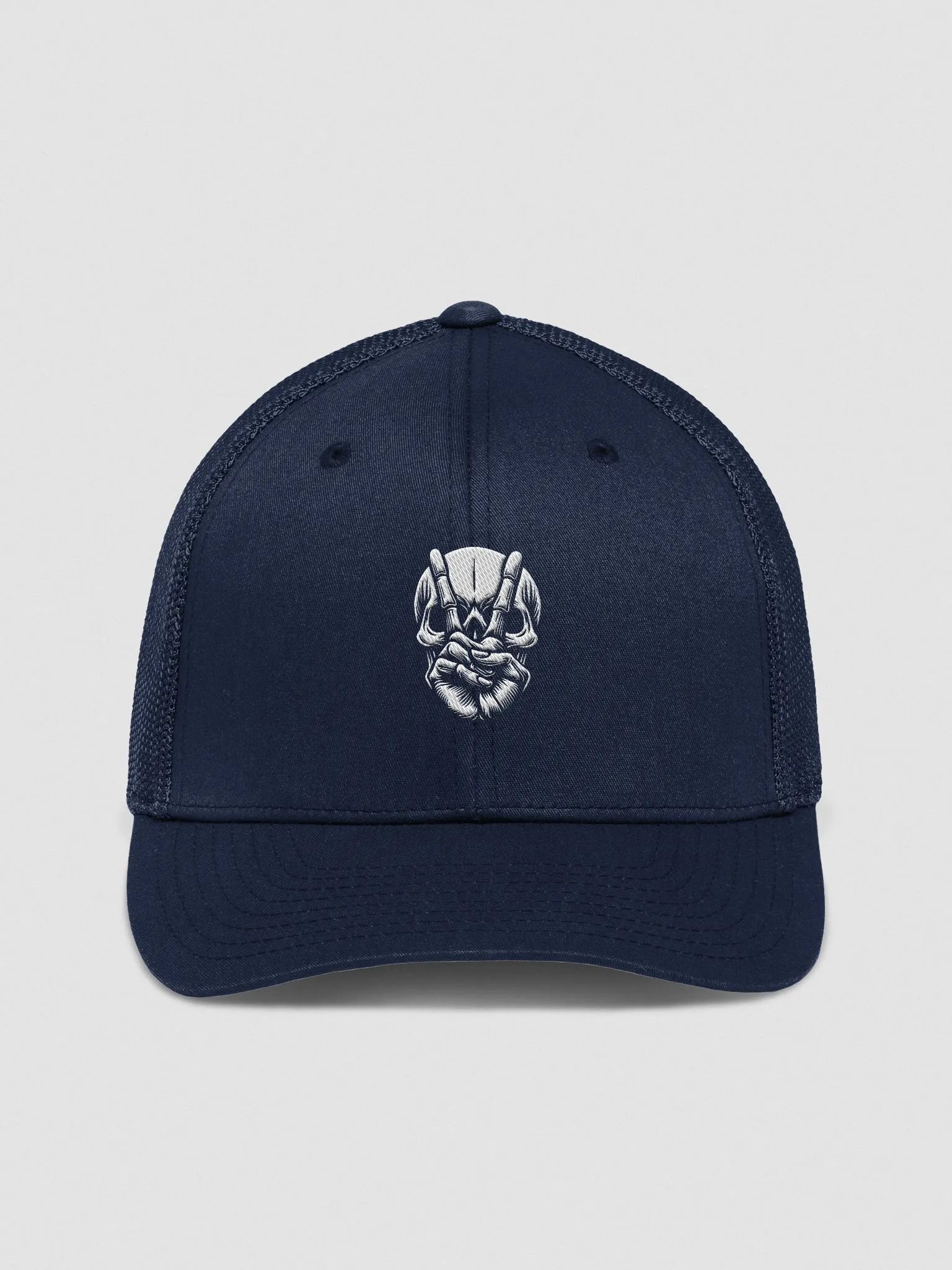 Pixelated Skull Flexfit Trucker Hat | AI Design peace skull image product image (2)