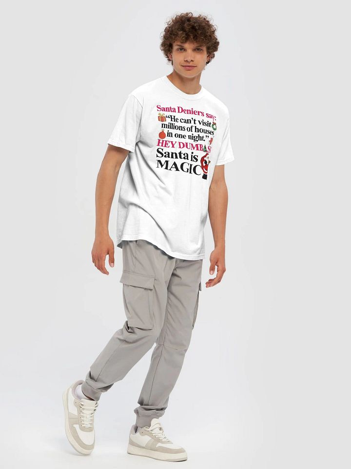 Santa Deniers Say He Can’t Visit Millions Of Houses In One Night Hey Dumbass Santa Is Magic Shirt product image (1)